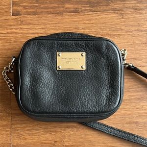 Michael Kors Black Pebble Leather Mini Crossbody Bag